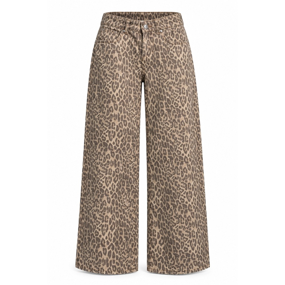 HM Kids Girls Leopard Print Wide Leg Jeans Low Waist Size 18 NWT